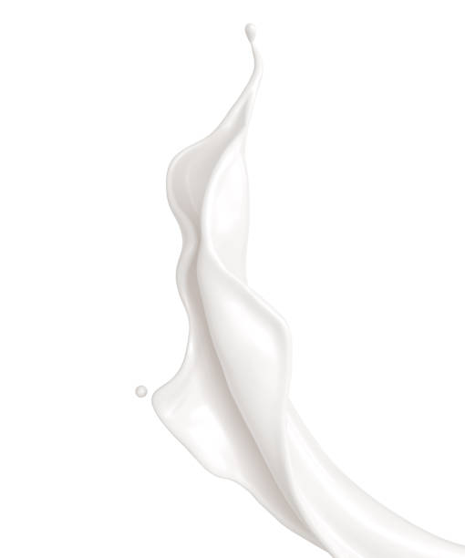 milk or yogurt splash on white background. - drink close up dairy product flowing imagens e fotografias de stock