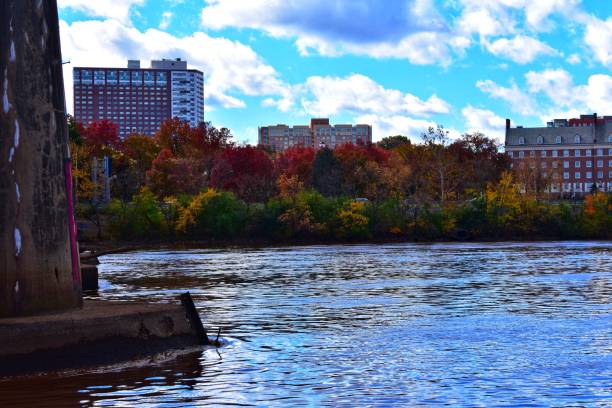 istock Autumn Trees And River Under A New Jersey Building Skyline 1064562010