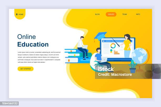 Modern Flat Design Concept Of Online Education For Website Stock Illustration - Download Image Now