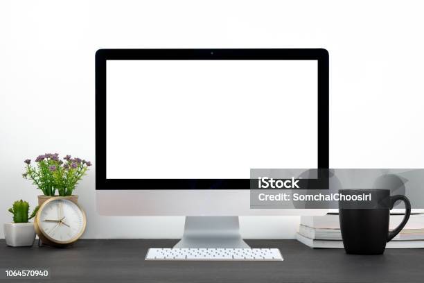 Office Monitor Computer Stock Photo - Download Image Now - Computer Monitor, Two Objects, Black Color