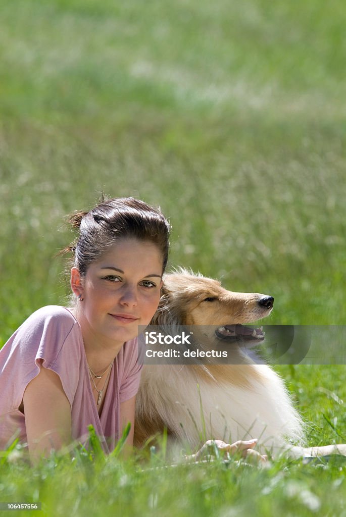 Girl and Collie outdoor  20-24 Years Stock Photo