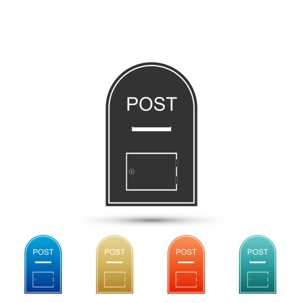 ilustrações, clipart, desenhos animados e ícones de ícone de caixa de correio. ícone de caixa de correio isolado no fundo branco. conjunto de elementos em ícones coloridos. projeto liso. ilustração vetorial - mailbox london england red british culture