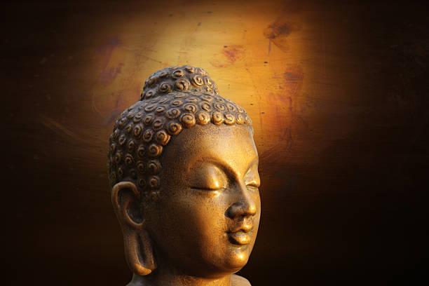 istock Head of Budha on golden background 106457839