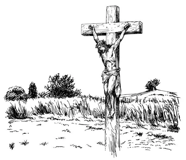 Vector illustration of Jesus Christ crucified.