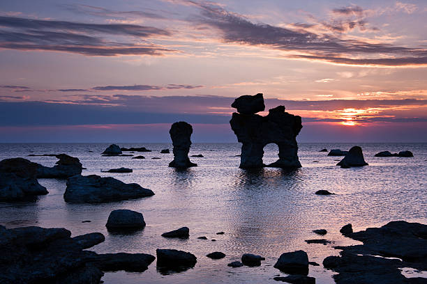 Limestone Formations on Gotland  gotland stock pictures, royalty-free photos & images