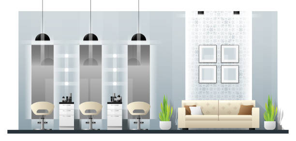 istock Interior scene of modern beauty salon , vector , illustration 1064580102