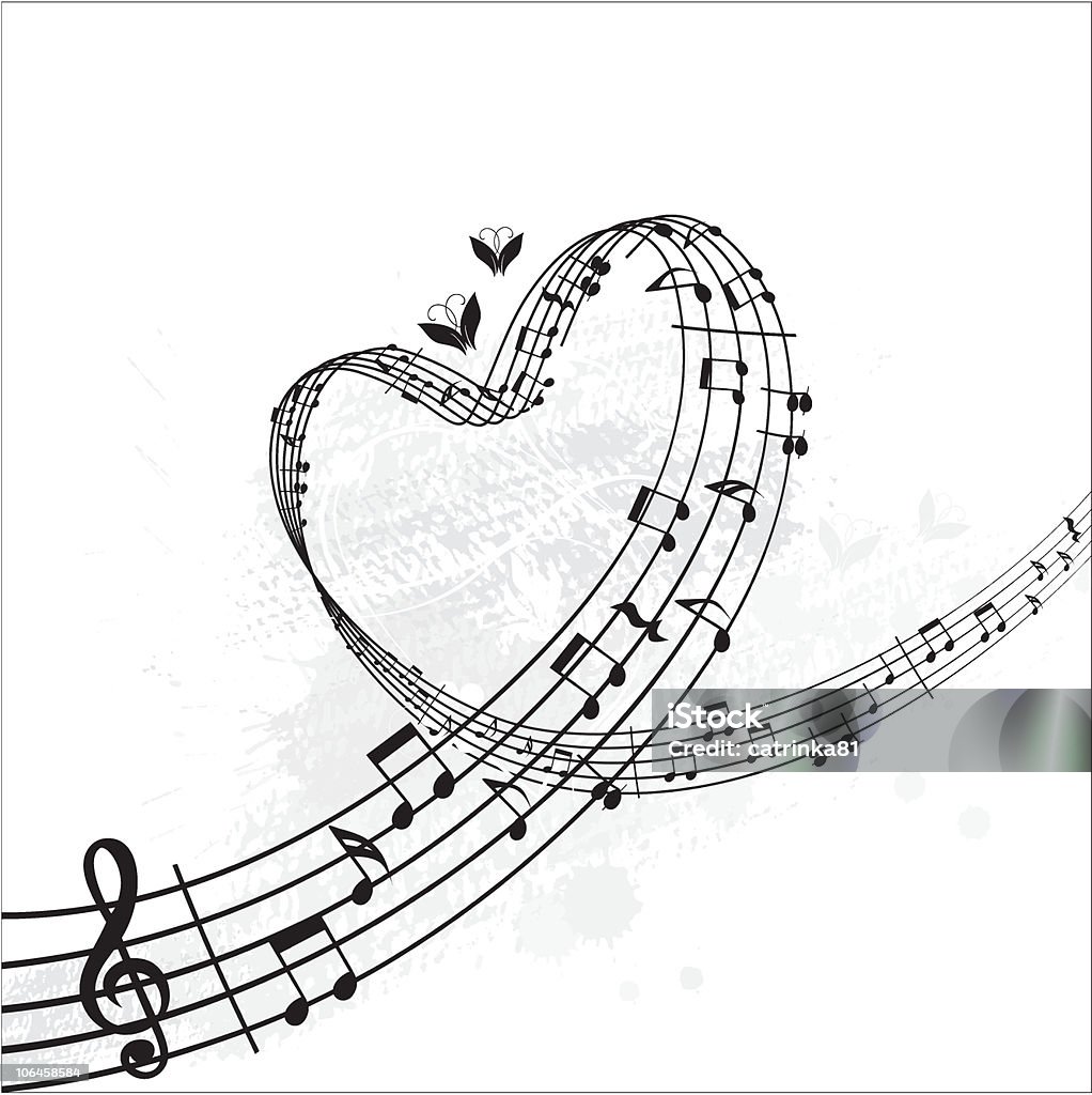 music from heart banner Musical  background,each element on individual layer.  Heart Shape stock vector