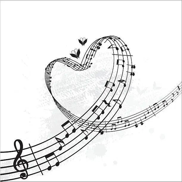 Vector illustration of music from heart banner