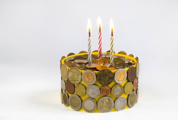 cake of coins from different countries - czech culture currency wealth coin imagens e fotografias de stock