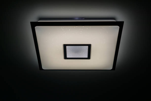istock Modern luxuary square ceiling lamp with lights on 1064588142