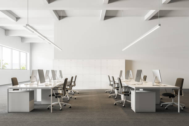 istock White tropic view company office, lockers front 1064588480