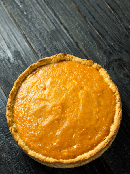 istock Close - up of orange pumpkin pie on the table 1064589336