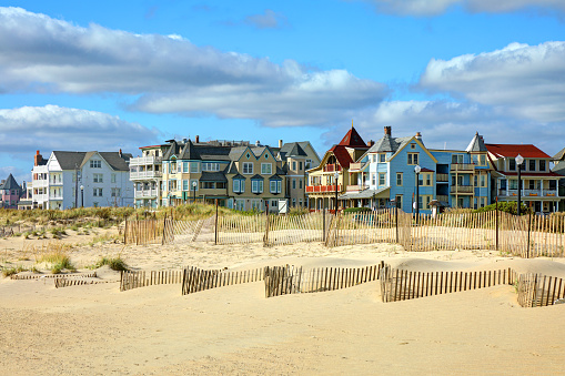 Beach along the Jersey Shore near Asbury Park. Asbury Park is a city in Monmouth County, New Jersey, United States, located on the Jersey Shore and part of the New York City Metropolitan Area.