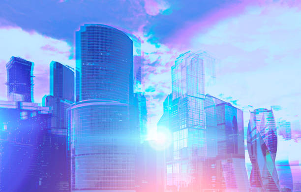istock Moscow city view on sunny day 3d glasses effect 1064591814