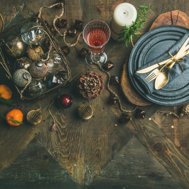 istock Christmas or New Years eve holiday table setting, square crop 1064592022
