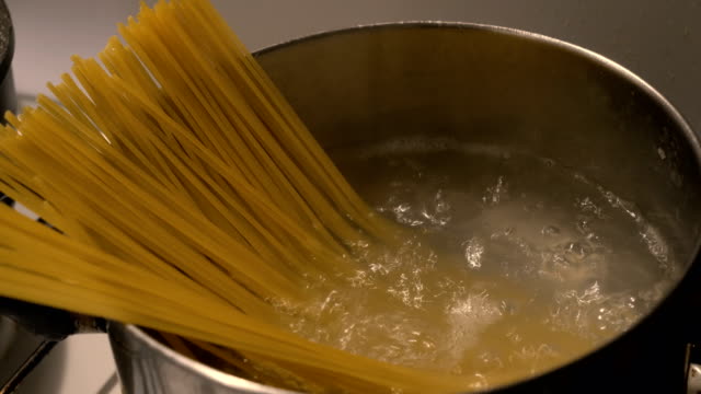 Close-up Of Boiling Spaghetti