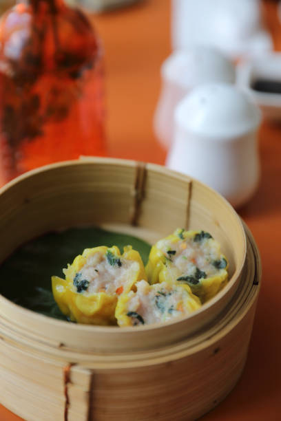 istock Dim sum on wood basket , Chinese food 1064596898