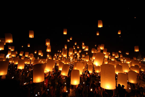 istock Thai traditional Newyear balloon lantern at night 1064613104