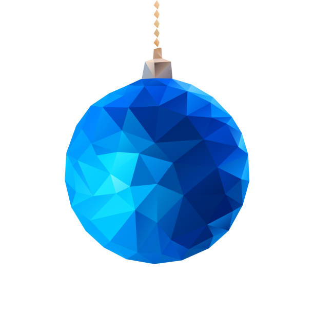 illustrations, cliparts, dessins animés et icônes de boule de noël bleue basse-polly. - square shape circle diamond shaped holidays and celebrations