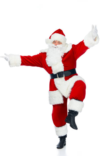 istock funny bearded santa claus jumping isolated on white 1064616920