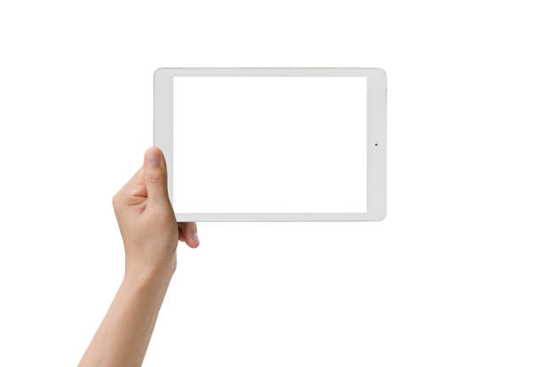 istock hands holding and touching on tablet pc isolated on white background 1064619158