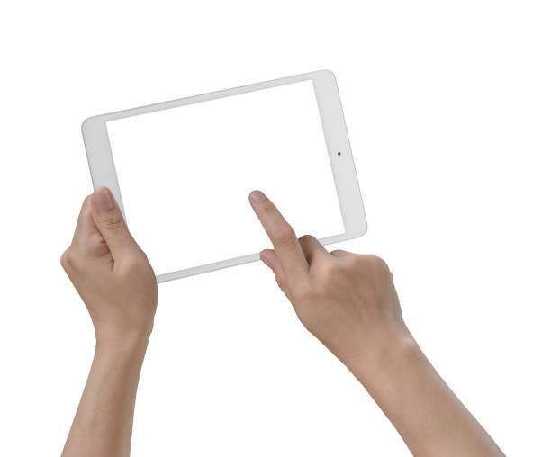 istock hands holding and touching on tablet pc isolated on white background 1064619238