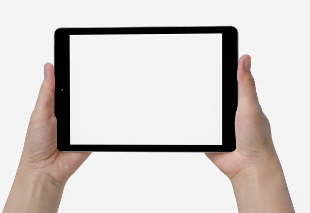 istock female hands holding a tablet touch computer gadget with isolated screen 1064619294