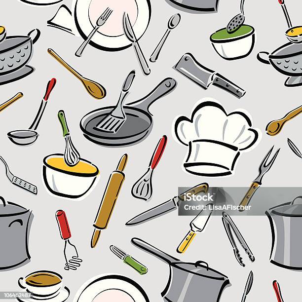 Kitchen Tools Pattern Stock Illustration - Download Image Now - Spatula, Backgrounds, Chef's Hat