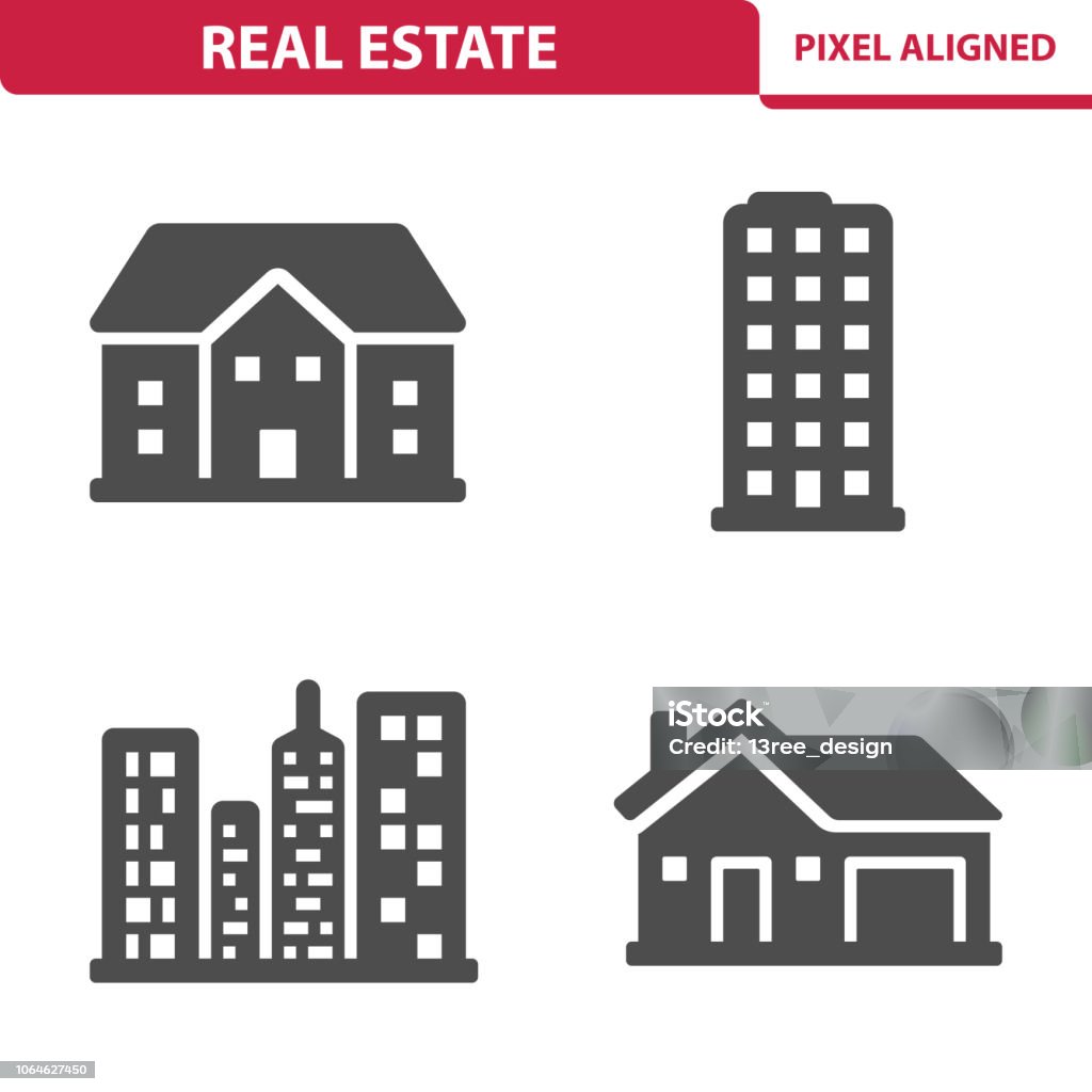 Immobilien-Symbole - Lizenzfrei Icon Vektorgrafik