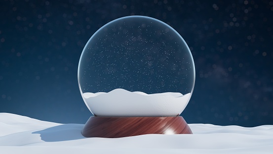 Empty snow globe with a wooden base - daylight scene