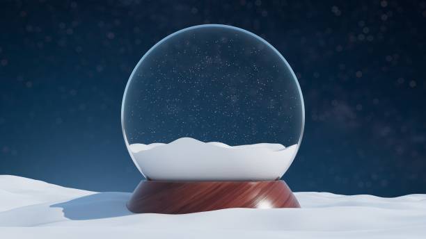globo de neve vazio com uma base de madeira - cena do dia - bola de cristal - fotografias e filmes do acervo