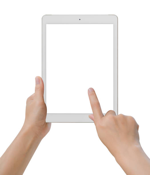 istock hands holding and touching on tablet pc isolated on white background 1064632270