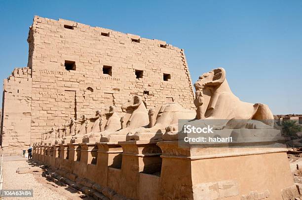 Ram Testa Sfingi Allingresso Di Karnak Aste - Fotografie stock e altre immagini di Amon - Amon, Asia Occidentale, Composizione orizzontale