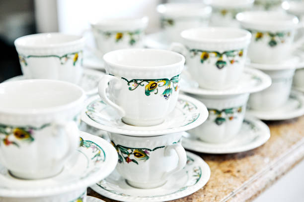 istock cups and saucers in a number 1064646292