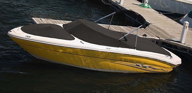 Yellow Speed Boat stock photo