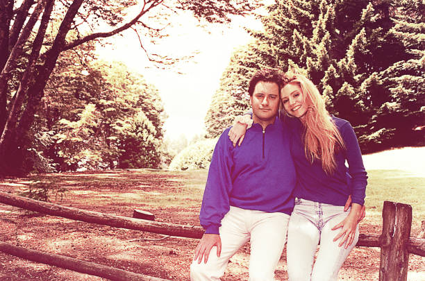 Couple posing outdoors