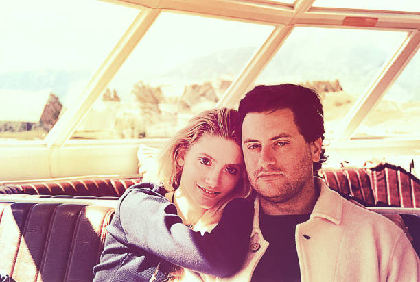 Photo of a couple in a ferry stock photo