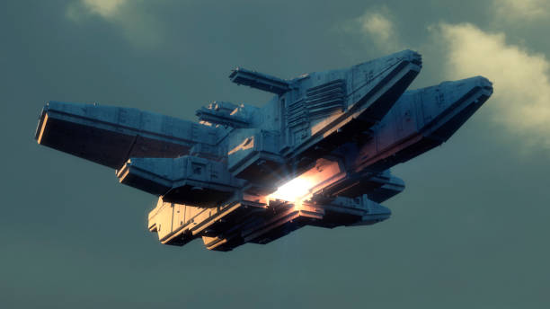istock 3D rendering. Futuristic alien Spaceship 1064661500