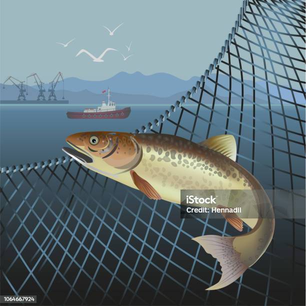 Jumping Fish Vector Stock Illustration - Download Image Now - Fishing Net, Salmon - Animal, Fish