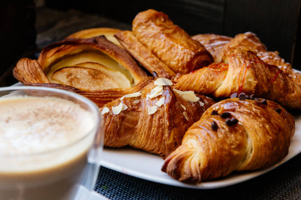 istock coffee with different types of croissants 1064670236