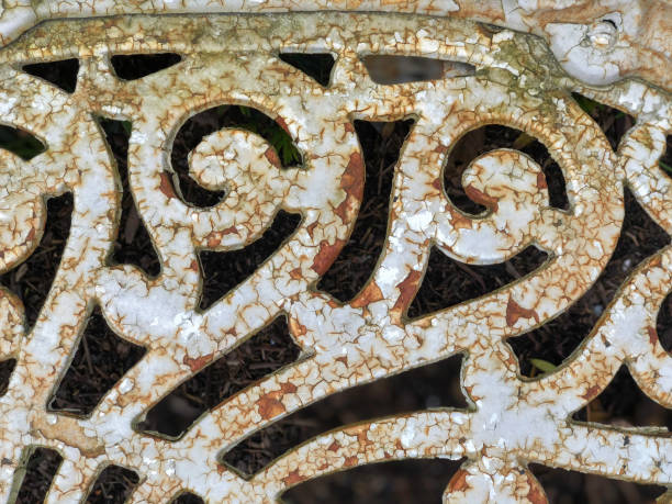 istock Part of weathered retro garden bench 1064670612