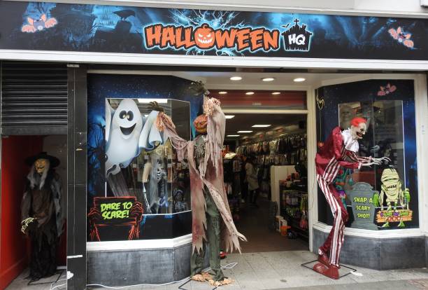 Halloween costume store stock photo