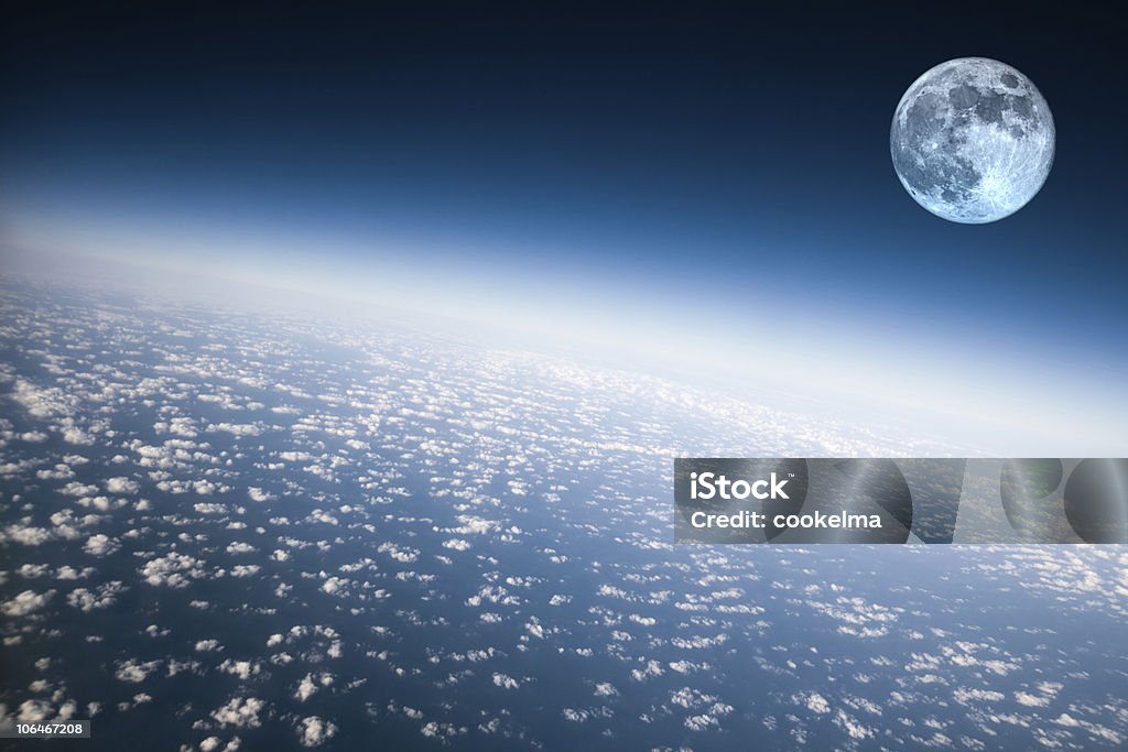 Planet Earth and Moon Atmosphere of the Planet Earth Astronomy Stock Photo