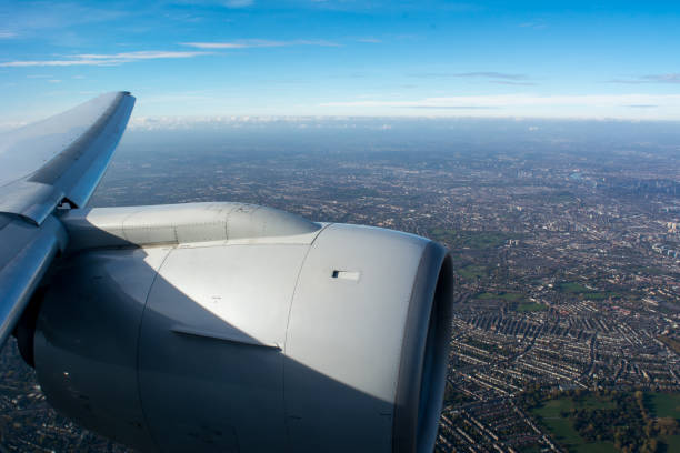 istock Horizontal View of the Landscape Viewed From an Airplane on Blue Sky Background 1064673208