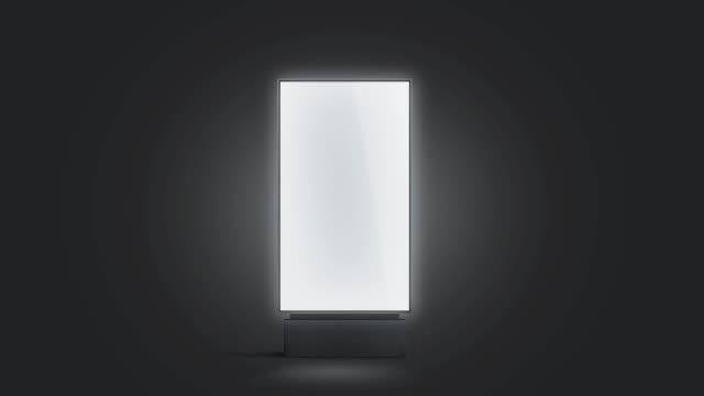 Blank white glowing pylon mockup, isolated in darkness,