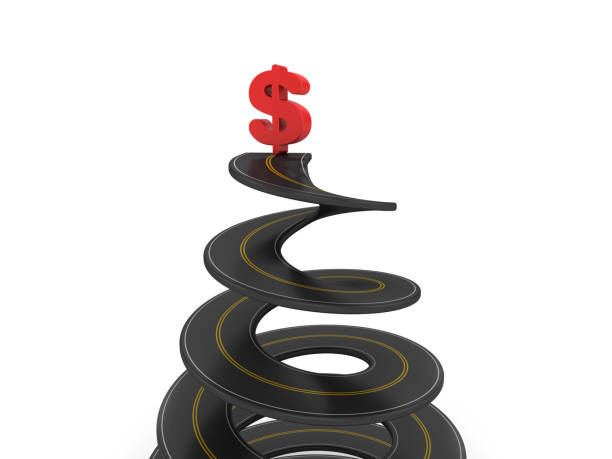 istock Spiral Road with Dollar Sign - 3D Rendering 1064679730