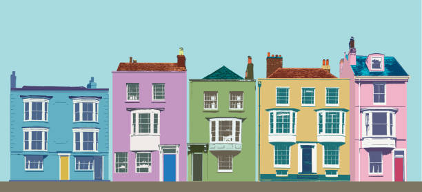 Traditional Houses Traditional Houses created in a posterised effect victorian house stock illustrations