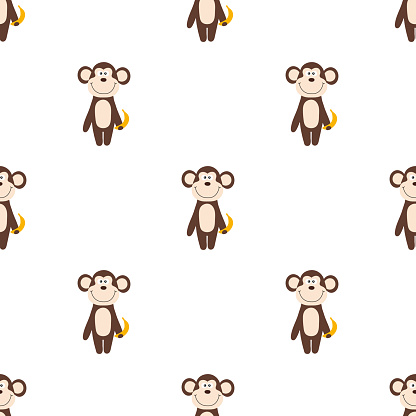 Seamless Pattern Of Cartoon Monkey With Banana Stock Illustration - Download Image Now - Animal, Ape, Banana - iStock Seamless Pattern Of Cartoon Monkey With Banana Stock Illustration - Download Image Now - Animal, Ape, Banana - iStock