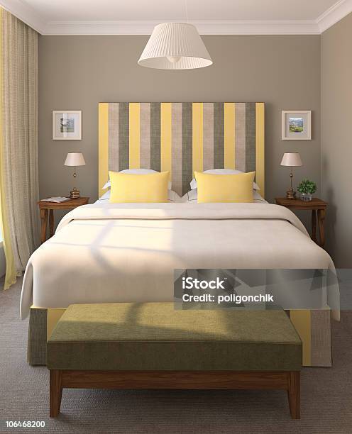 Modern Bedroom Stock Photo - Download Image Now - Apartment, Bed - Furniture, Bedding