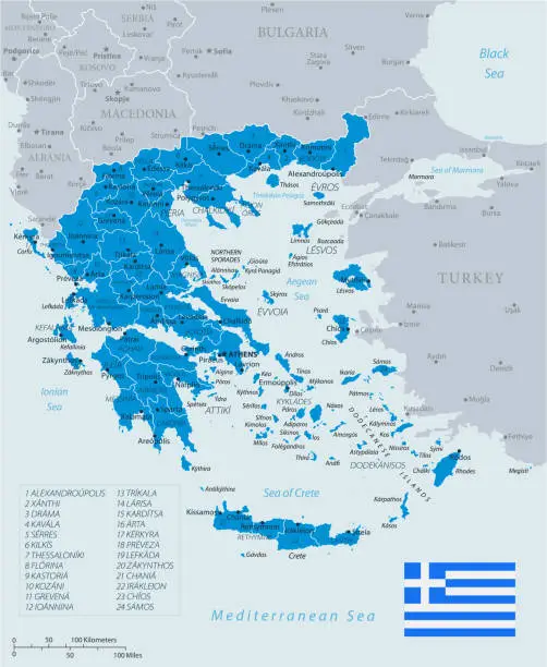 Vector illustration of 33 - Greece - Blue Gray 10